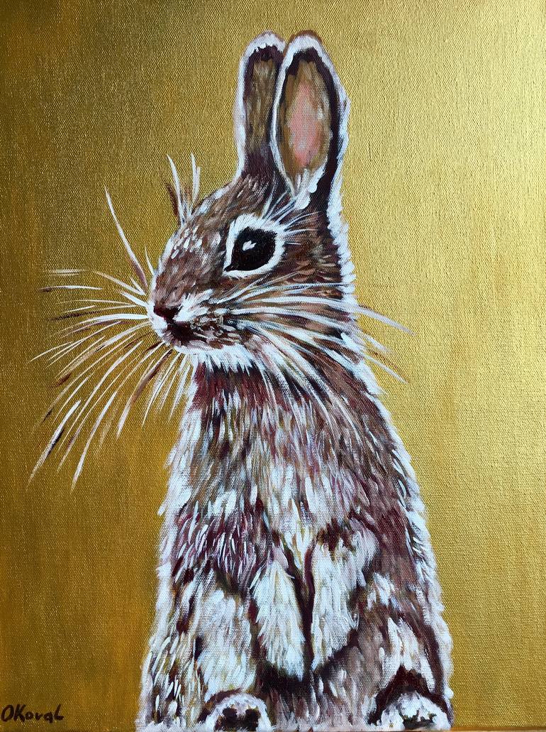 770x1031 Saatchi Art Golden Bunny. Rabbit. Painting By Olga Koval - Bunny Rabbit Painting
