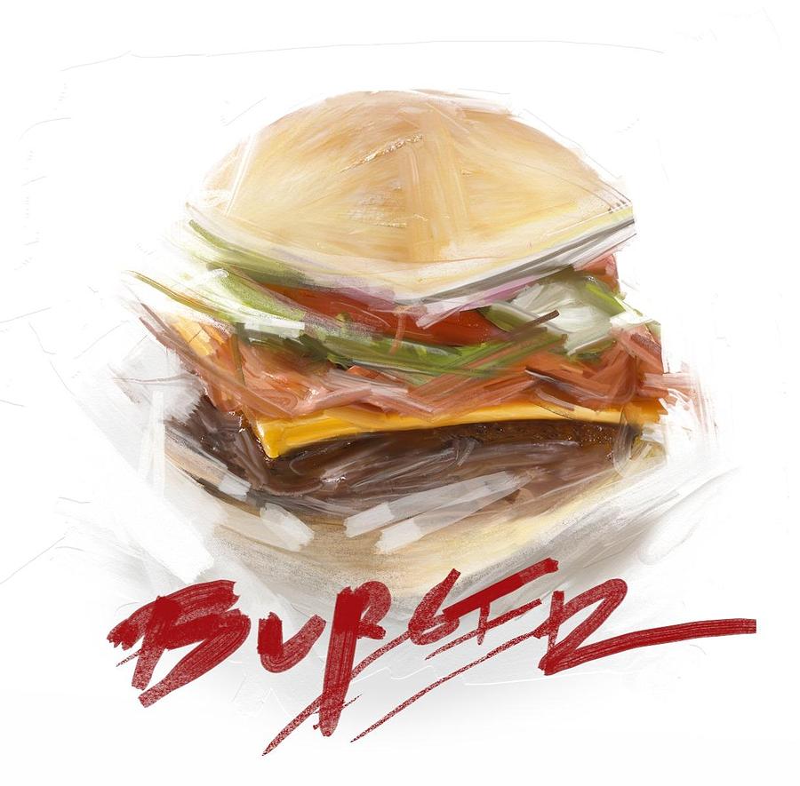 900x885 Burger Painting By Ertan Aktas - Burger Painting