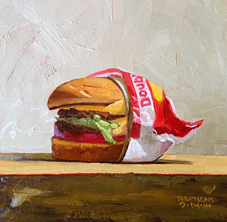 792x775 Daily Painting Double Double In Amp Out Burger 7x7 - Burger Painting