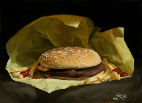 600x435 Daily Painting Burger By Mike Sass - Burger Painting