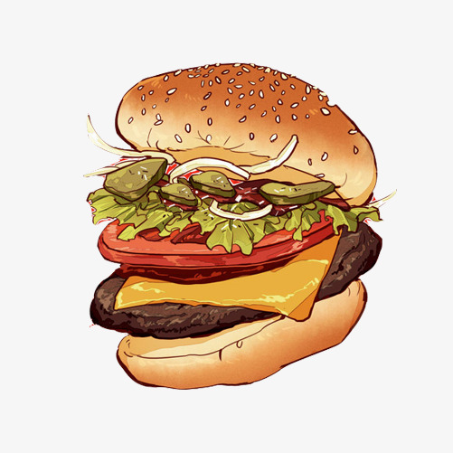 501x501 Big Burger Hand Painting Material Picture, Hamburgers, Fast Food - Burger Painting
