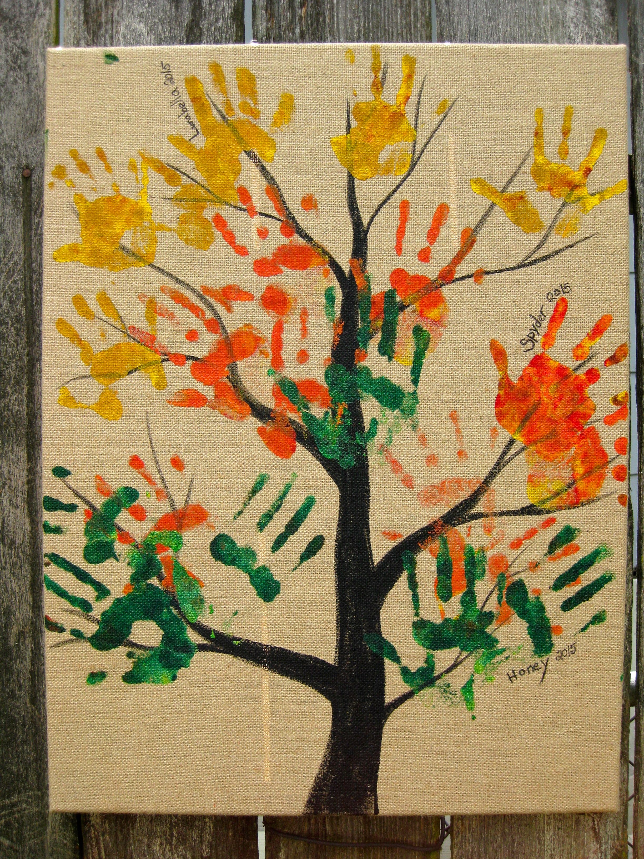 2448x3264 Handprint Tree On Burlap Canvas Great Diy Art Hack With Kids - Burlap Canvas Painting