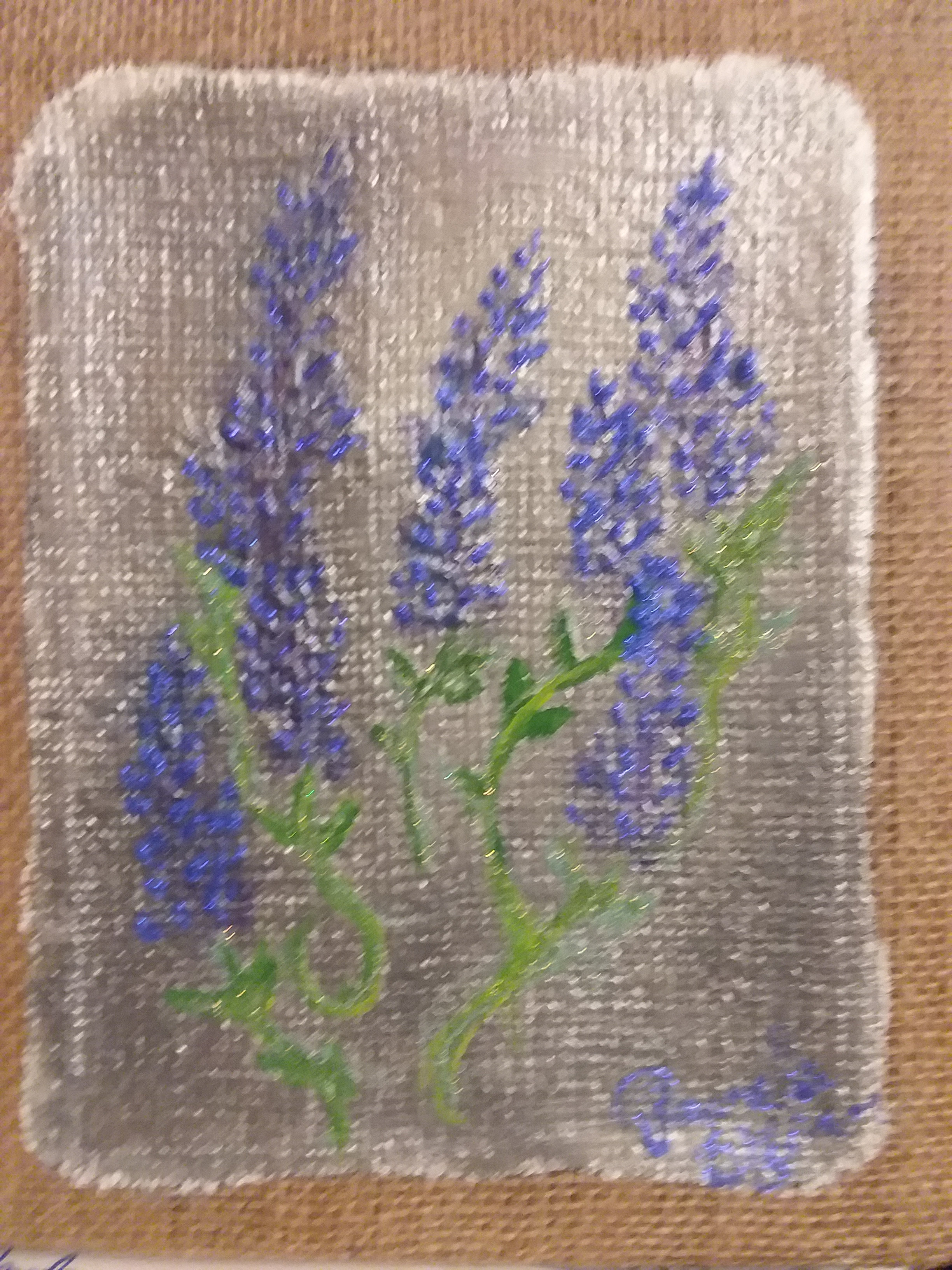 2448x3264 Small Burlap Canvas 8 X 10 Original Lavender Painting By Pamela - Burlap Canvas Painting