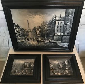 300x297 Original Artist Signed Burney Oil Painting Paris Street Scene - Burney Painting