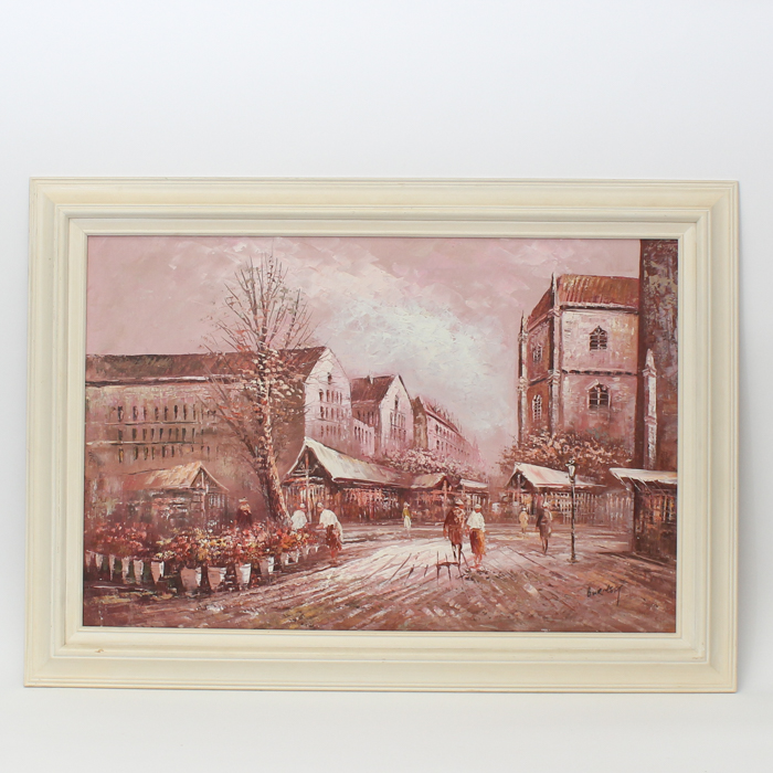 700x700 Signed Original Oil Painting By Burney Of Town Square Ebth - Burney Painting