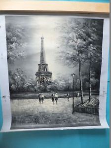 225x300 Vintage Oil Painting On Canvas Signed Burney Paris Artist Eiffel - Burney Painting