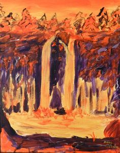 236x300 Burney Falls Split Compementary 1 Acrylic Painting By Alex - Burney Painting