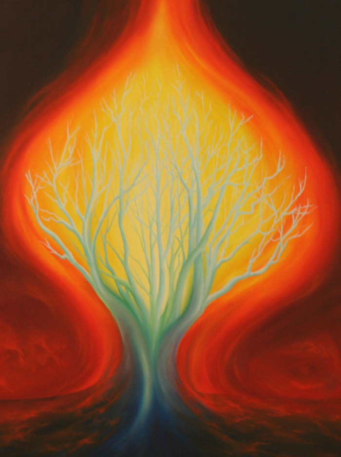 700x936 Dawn Waters Baker Burning Bush Oil Painting - Burning Bush Painting