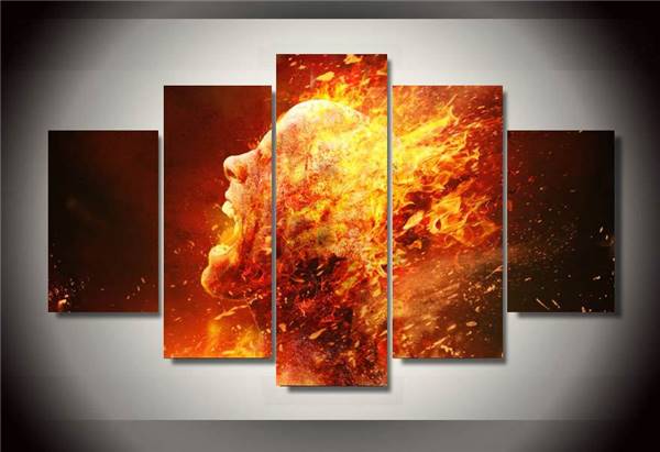600x411 Hd Printed Burning Man Art 5 Piece Picture Painting Wall Art Room - Burning Man Painting