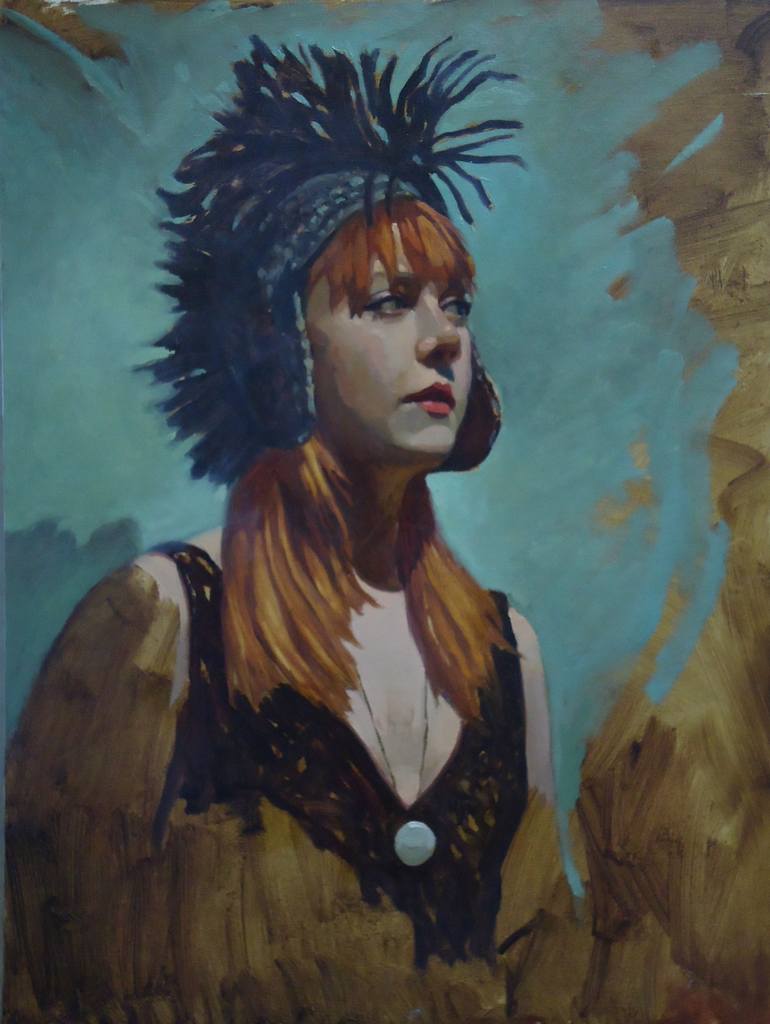 770x1024 Saatchi Art Burning Man Girl Painting By Michael Foulkrod - Burning Man Painting