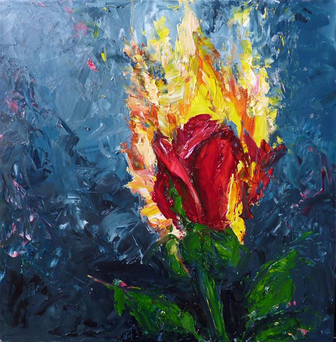 688x700 Burning Rose - Burning Painting