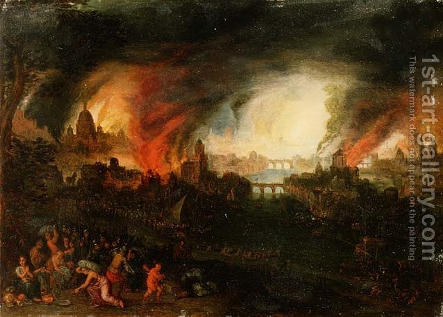 638x457 The Burning Of Troy Pieter Schoubroeck Reproduction 1st Art Gallery - Burning Painting