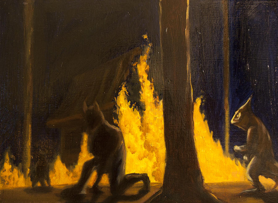 900x657 Burning Forest Painting By Adam Moniz - Burning Painting