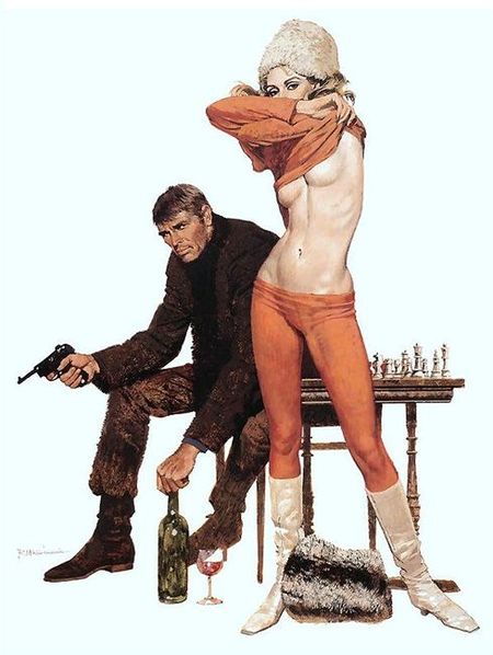 450x598 Robert Mcginnis Pin Up Cartoon Girls Art Vintage - Burt Reynolds Painting