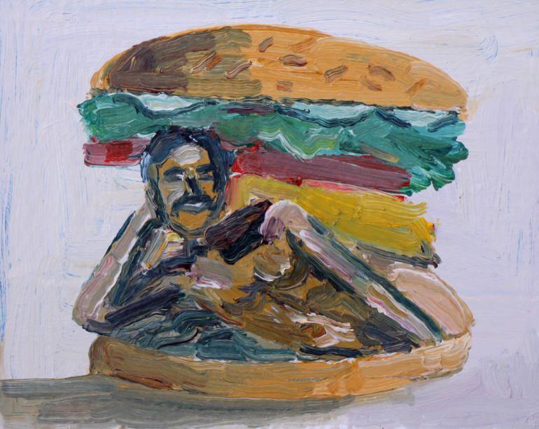 770x612 Saatchi Art Burt Reynolds Burger Painting By John Kilduff - Burt Reynolds Painting