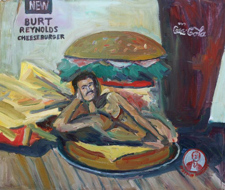 770x651 Saatchi Art New Burt Reynolds Cheeseburger Painting By John Kilduff - Burt Reynolds Painting