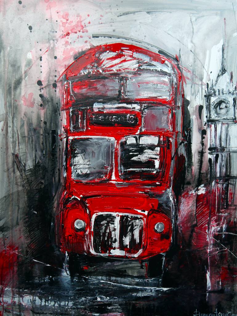 770x1025 Saatchi Art The London Bus Painting By Irina Rumyantseva - Bus Painting