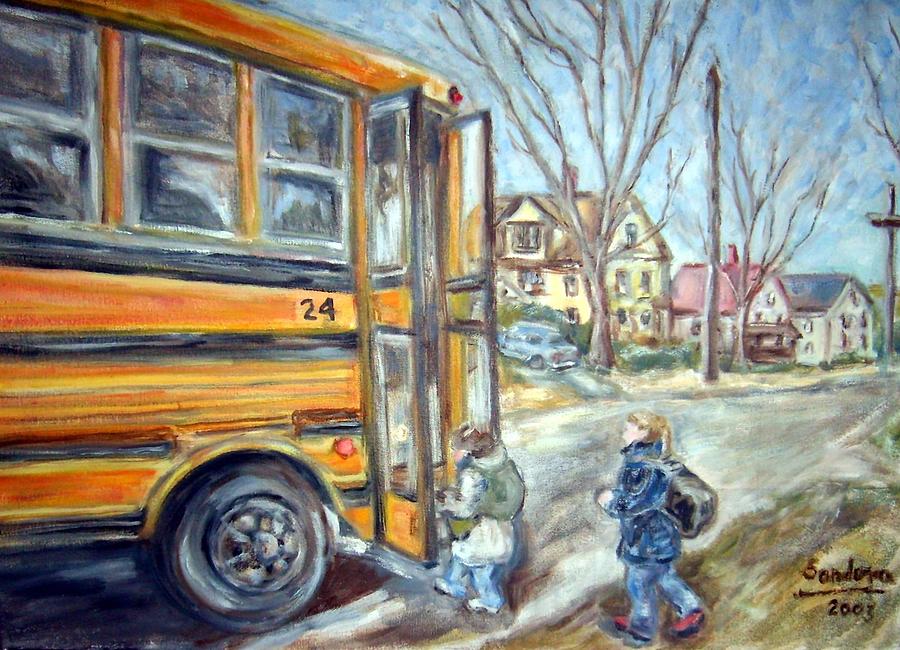 900x650 School Bus Painting By Joseph Sandora Jr - Bus Painting