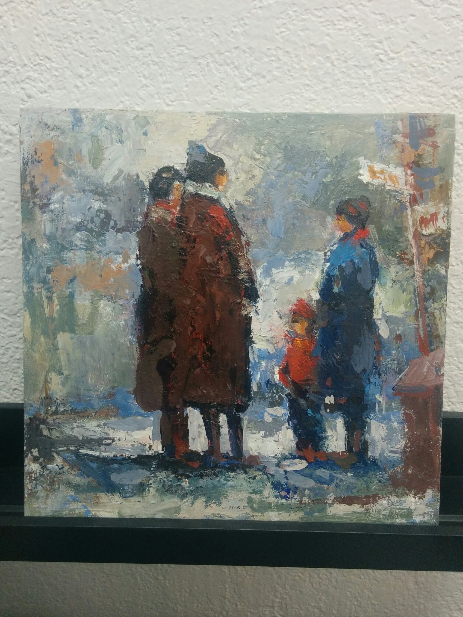 1536x2048 The Bus Stop, Original Acrylic On Canvas Painted By David C - Bus Stop Painting