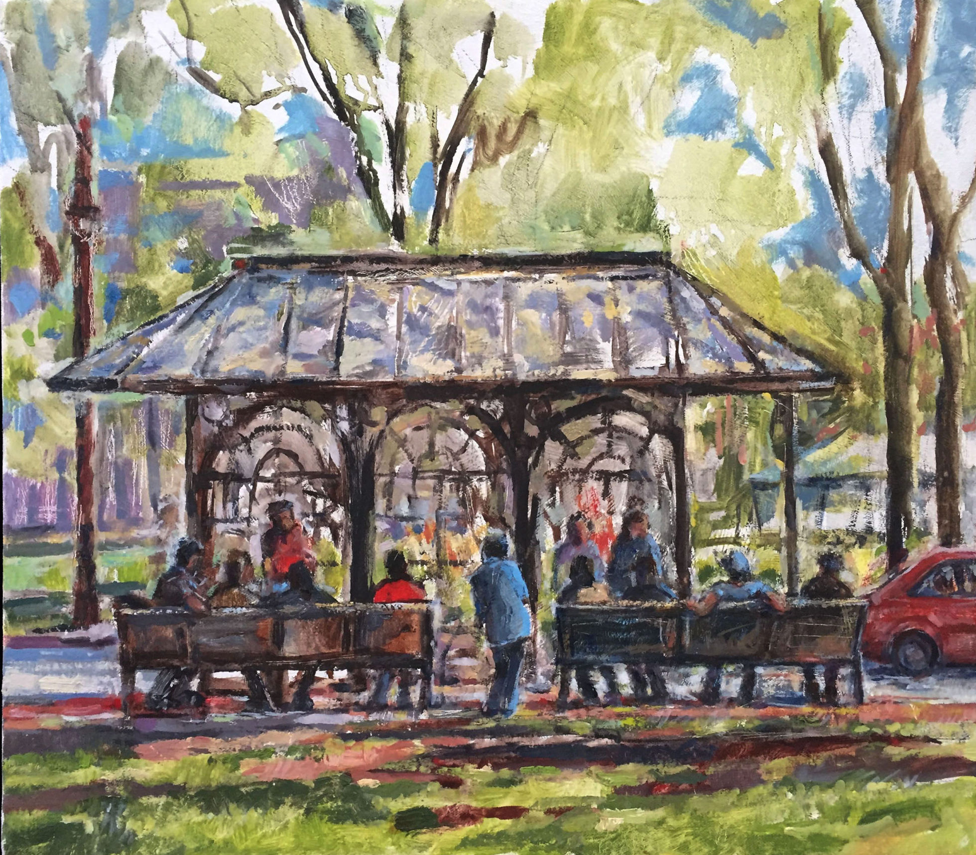 1960x1718 Bus Stop Painting, Pleinair Painting In New Haven, Ct, New Haven Green - Bus Stop Painting