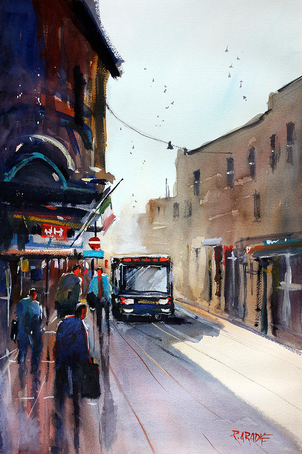 599x900 Italian Bus Stop Painting By Ryan Radke - Bus Stop Painting