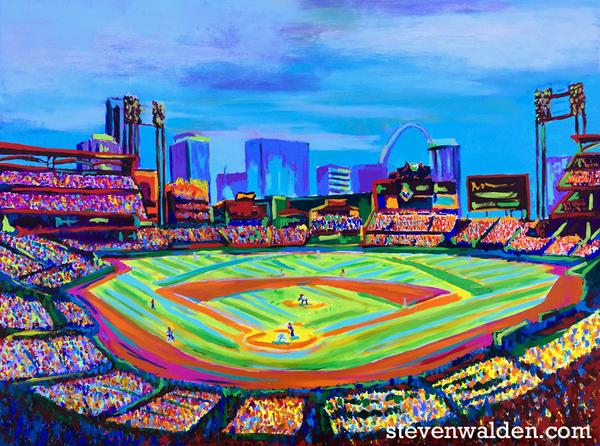 600x446 Busch Stadium (3d) Steven Walden Art - Busch Stadium Painting