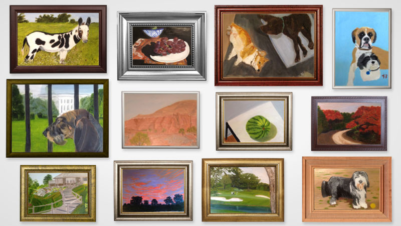 800x450 A Watermelon, A Golf Course, A Horse, And Monstrous Dogs 12 New - Bush Dog Painting