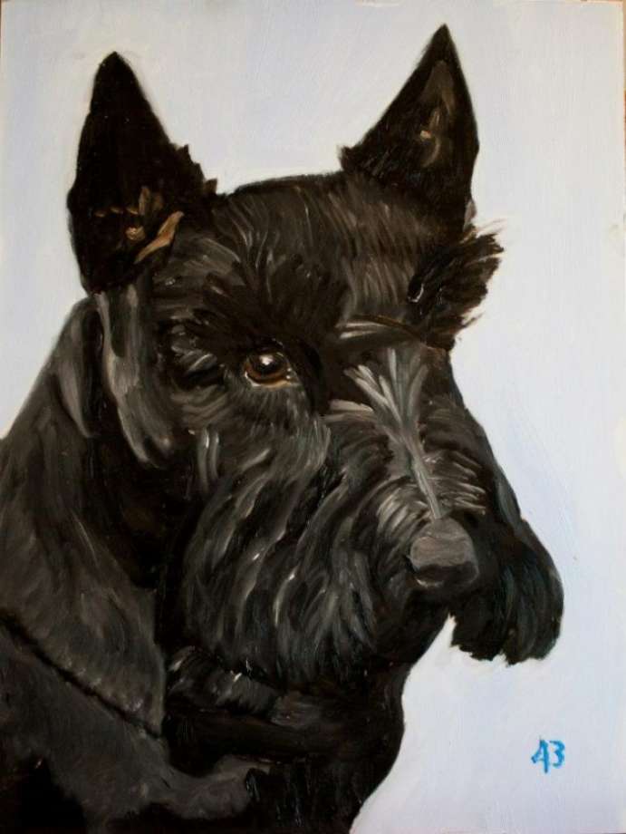 691x920 Which Of George W. Bush's Paintings Is Your Favorite - Bush Dog Painting