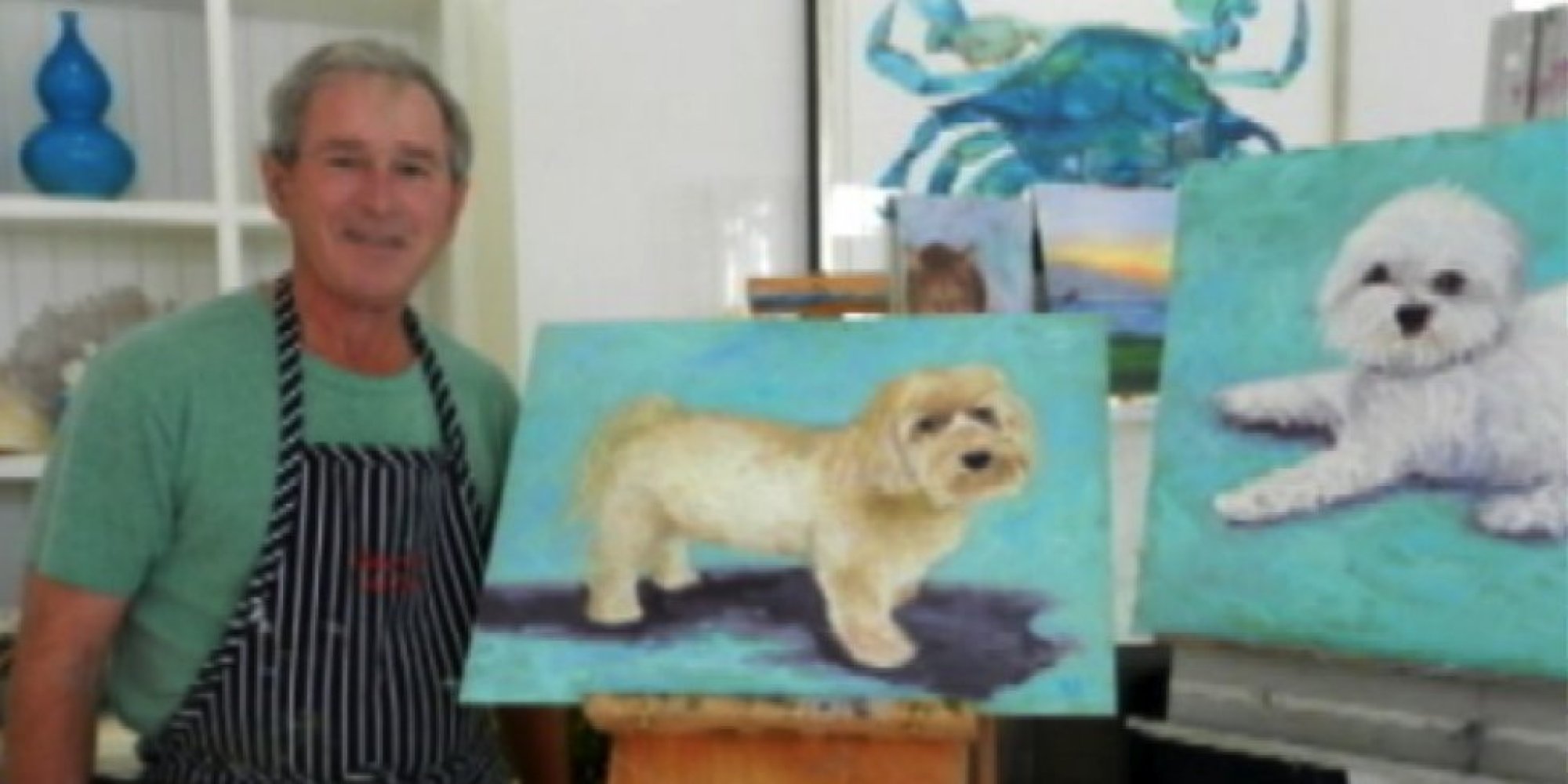 2000x1000 George W. Bush Painted A Cat And The Internet Is Excited About It - Bush Painting