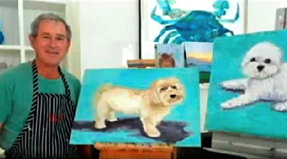 568x316 George Bush Shows Off Portraits Of John Howard And Tony Blair - Bush Painting