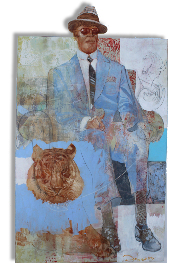 708x1092 Large Unique Oil Painting Of Wood Of Older Black Businessman - Businessman Painting