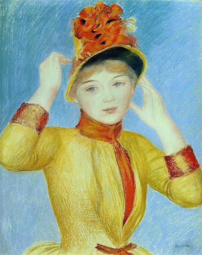 812x1024 Pierre Auguste Renoir Bust Of A Woman (Also Known As Yellow Dress - Bust Painting