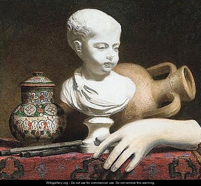640x593 Still Life Of Bust Of Child, Faience Vase,nmphorand - Bust Painting