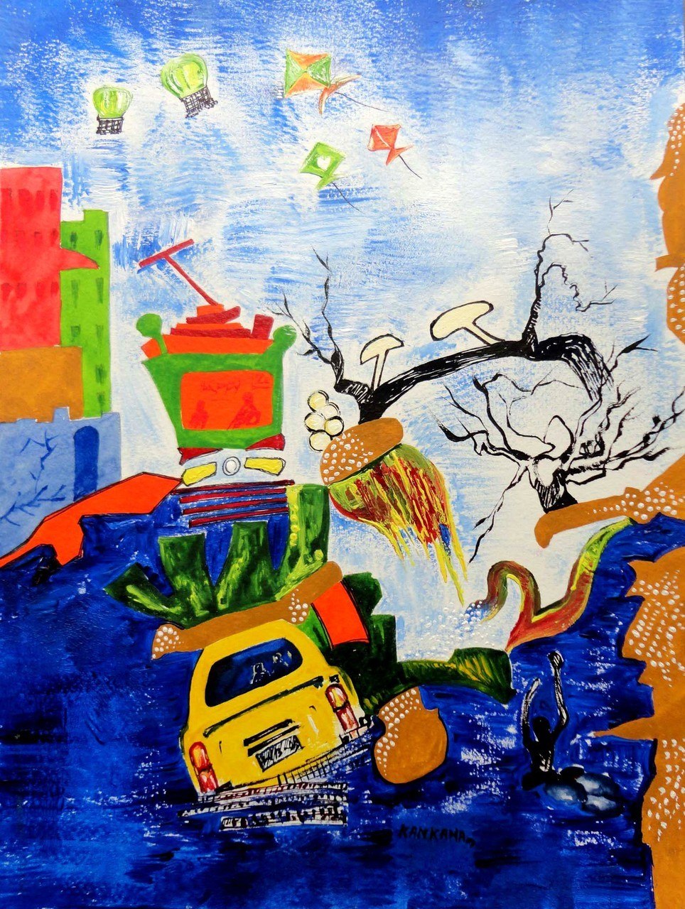 964x1280 Buy Busy City Life By Kankana Pal@ Rs. 2590. Codeart Kapl111 0912 - Busy Painting