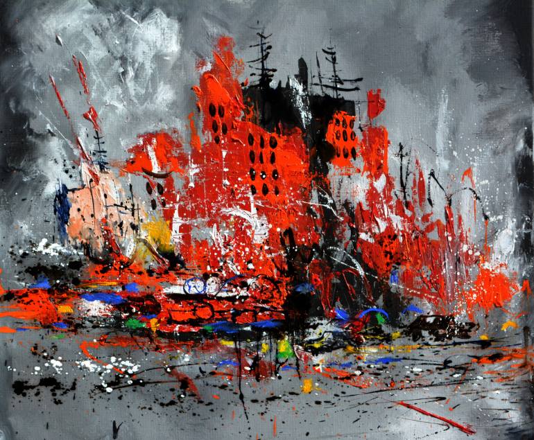 770x635 Saatchi Art Busy City Painting By Pol Ledent - Busy Painting