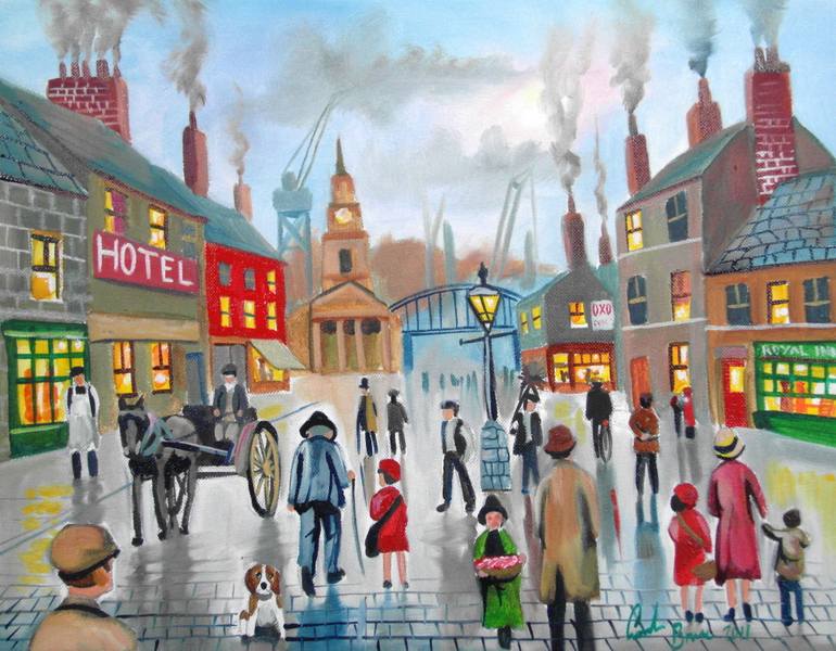 770x600 Saatchi Art Busy High Street Painting By Gordon Bruce - Busy Painting