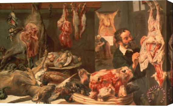 570x349 Frans Snyders The Butcher's Shop Stretched Canvas Print Canvas - Butcher Painting