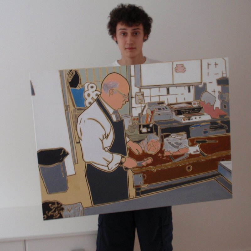 800x800 Me With The Butcher Painting By Jonclark - Butcher Painting