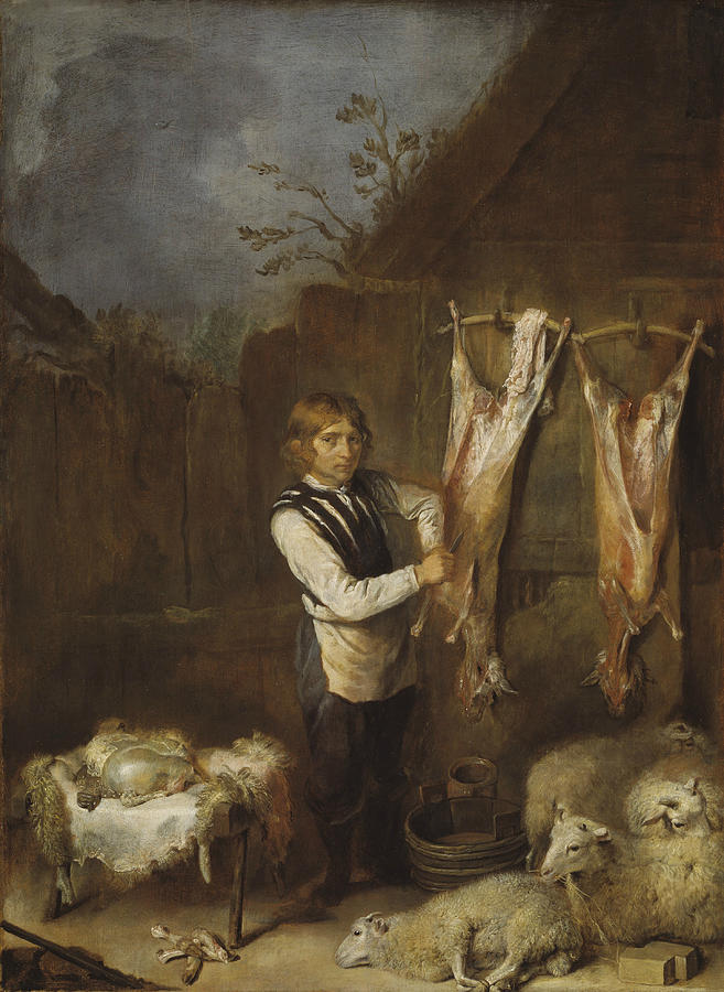 657x900 Sheep Butcher Painting By David Teniers The Younger - Butcher Painting