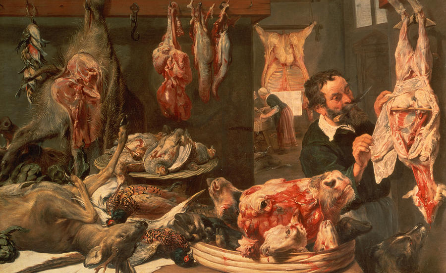 900x552 The Butcher's Shop Painting By Frans Snyders - Butcher Painting