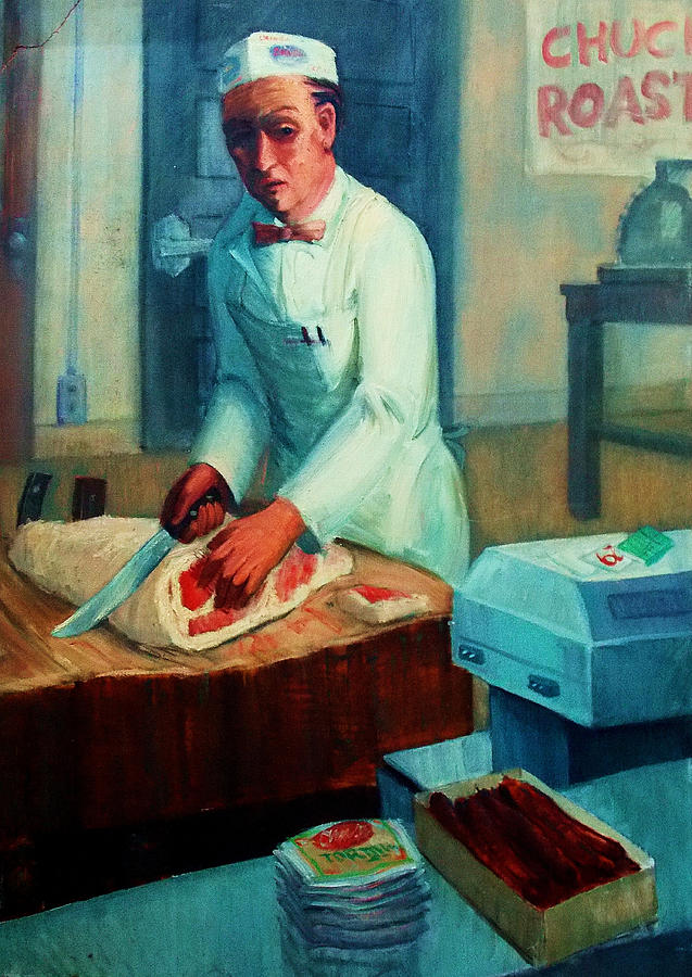 637x900 The Butcher Painting By Aileen Markowski - Butcher Painting
