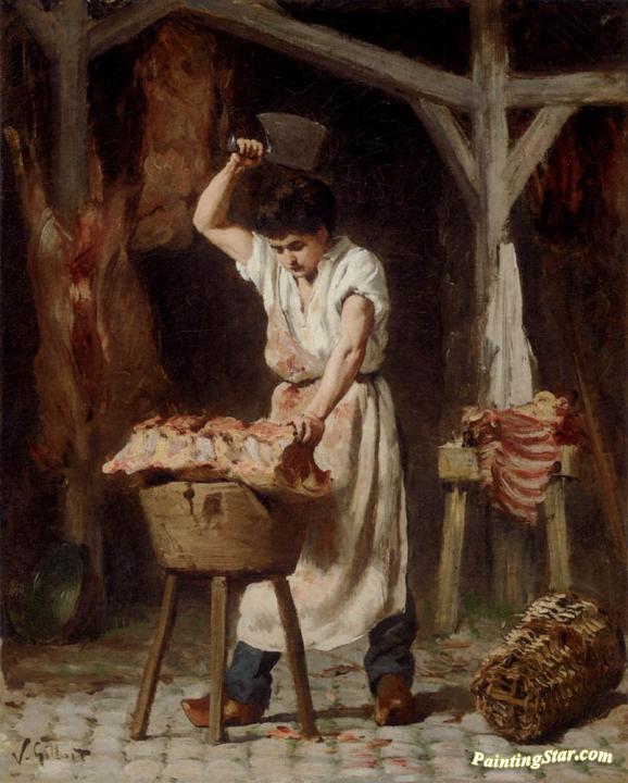578x720 The Young Butcher Artwork By Victor Gabriel Gilbert Oil Painting - Butcher Painting