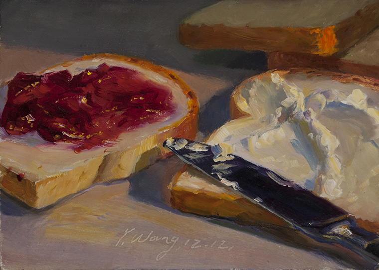 760x543 Wang Fine Art Bread With Cherry Preserve And Butter, A Painting A Day - Butter Painting