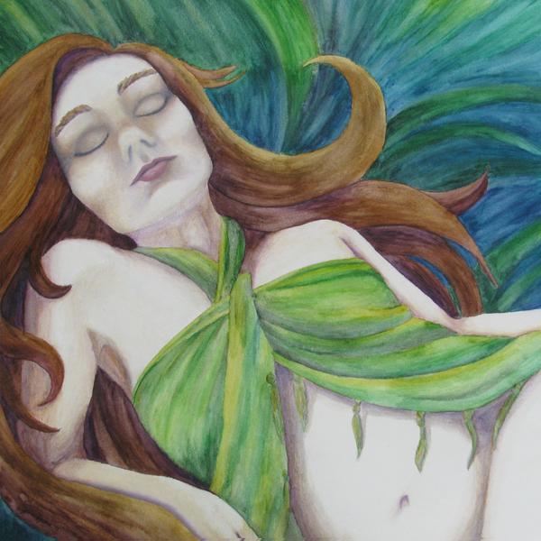 600x600 Earth Goddess Lounging - Butterfly Acrylic Painting