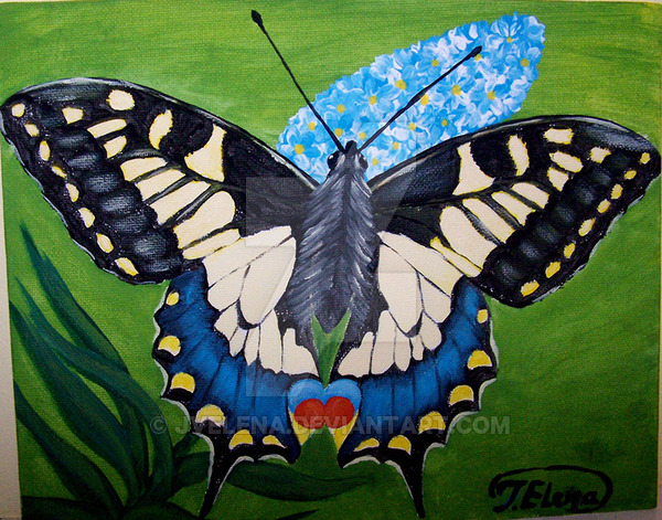 600x471 Swallowtail Butterfly Acrylic Painting 2009 By Jvelena - Butterfly Acrylic Painting