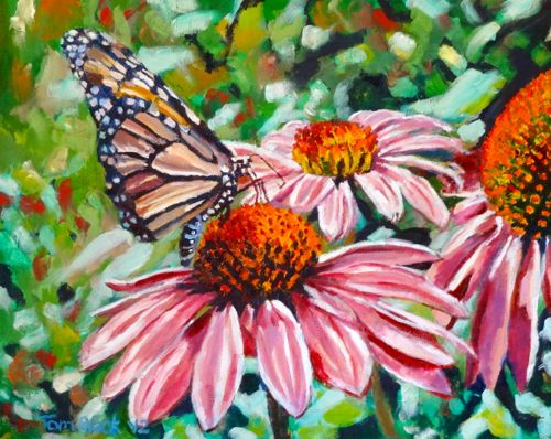 500x398 Butterfly - Butterfly And Flower Painting