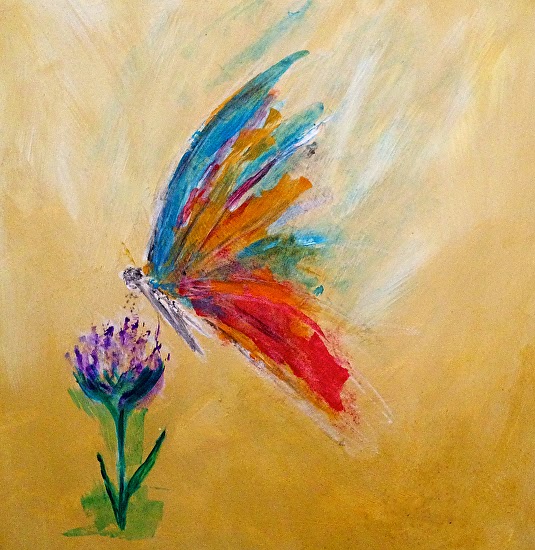 535x550 Candace French Abstract Art Abstract Butterfly Flower Art - Butterfly And Flower Painting