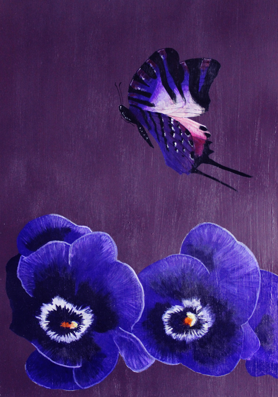 561x800 Dave Hall - Butterfly And Flower Painting