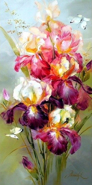 320x640 Diamond Embroidery Butterfly Flower Paintings From Rhinestones - Butterfly Flower Painting