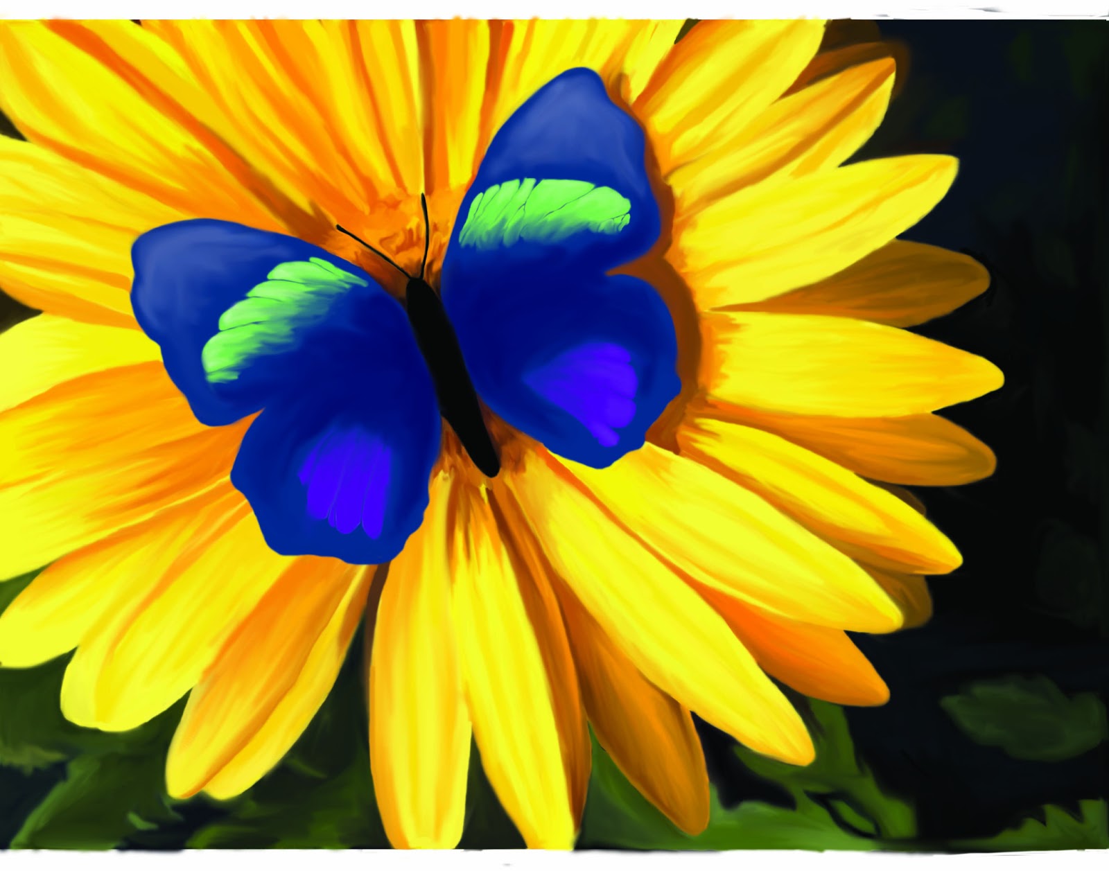 1600x1257 Julia's Creative Imaging Artwork Butterfly On A Flower Painting - Butterfly Flower Painting